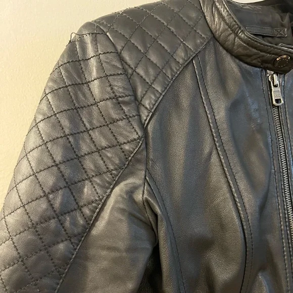 Andrew Marc Black Moto Leather Jacket - Picture 6 of 10